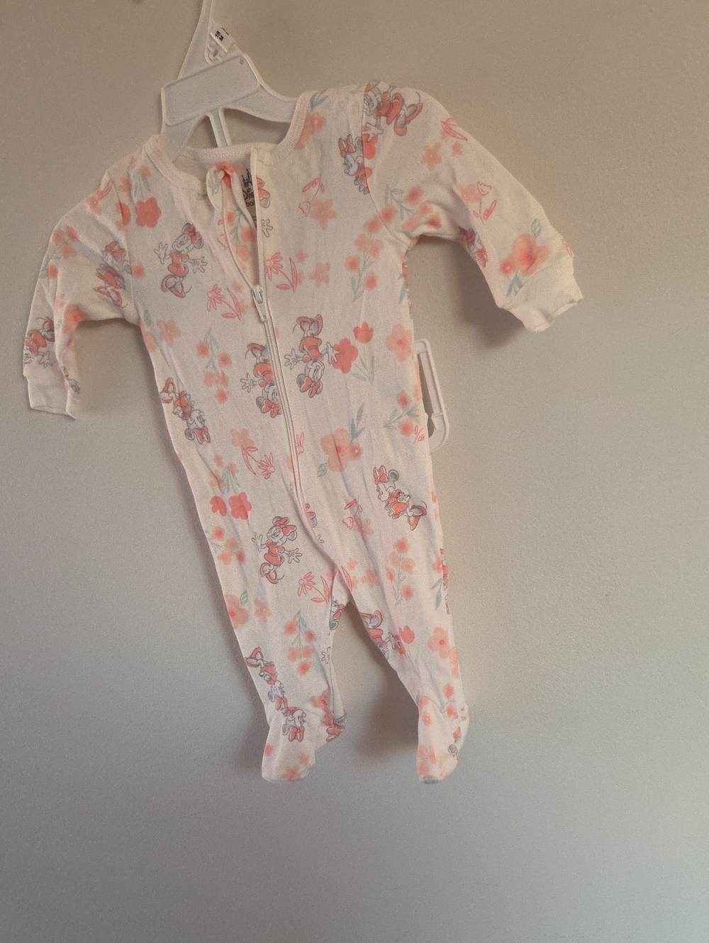 Unbranded Pink Floral Bunny Zip Front Baby One-Piece